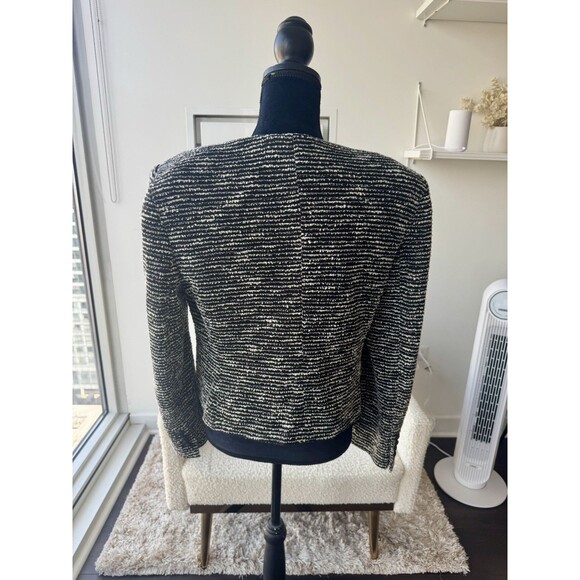 Express Black White Stripe Tweed Button Front Jacket Size Large NEW - Picture 3 of 5